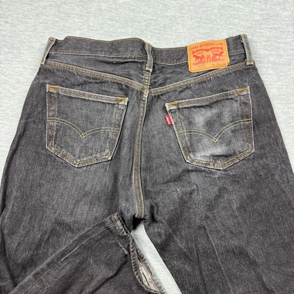 Levi's 501 Jeans Mens 36x32‎ Black Denim Button Fly Straight Leg Classic Fit VTG
